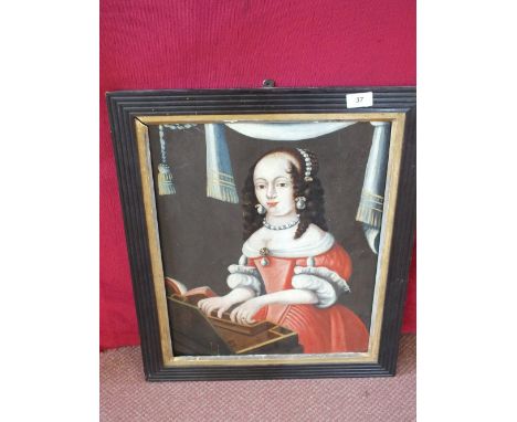 An oil on panel of a seated lady, 18" x 14"