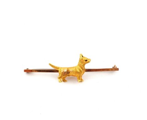 A 9ct Gold dog bar brooch