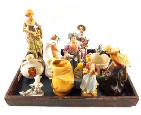 Two pieces of Goss china, two Russian animals and various figurines