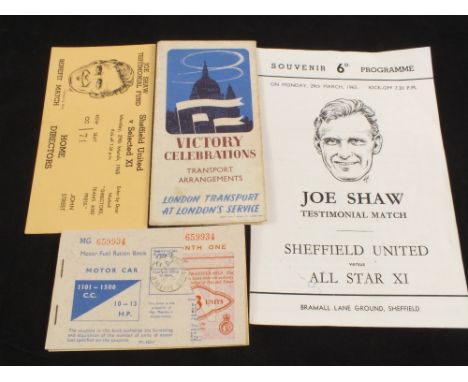 Football programmes, Joe Shaw Testimonial match, Sheffield United V All Star XI 29.03.65, signed by him and All Star XI inclu