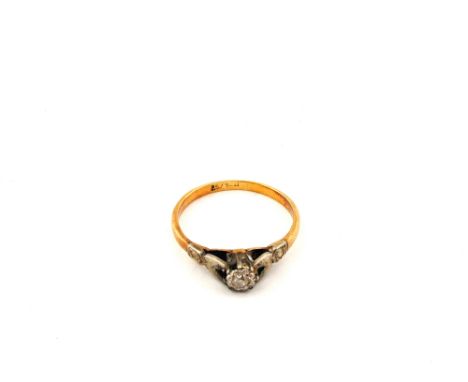 An 18ct Gold Platinum and Diamond solitaire ring, size I