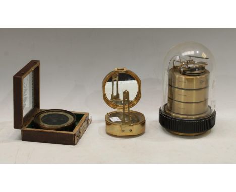 A German Barigo barometer, thermometer and hygrometer, plastic dome, 18cm; a brass sextant, Ross, London, 9cm diameter; a rep