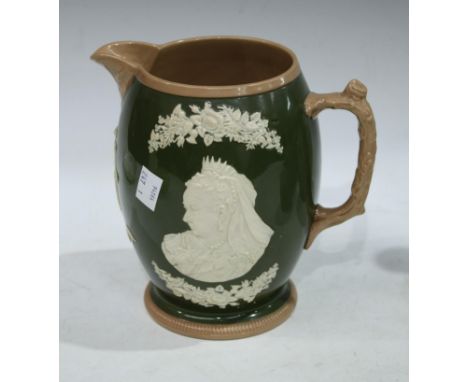 A Copeland Spode jug, Victoria Queen and Empress 1837 Diamond Jubilee 1897, impressed and printed mark to base, 17cm high 