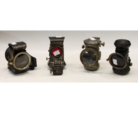 An MFG Co Ltd Parkers oil cycle lamp, Trusty Duplex; Powell &amp; Hamner Colonel cycle oil lamp etc (4) 