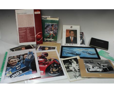 Autographs - Sporting Interest - Motor Racing, Jackie Stewart, Nigel Mansell, Carl Fogarty, David Weston Bluebird 1927-1935, 