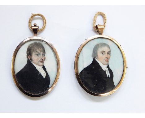 19th century English school 
Miniature 
Head and shoulders portrait of a gentleman, 6cm x 5cm and 
Miniature on ivory
Head an