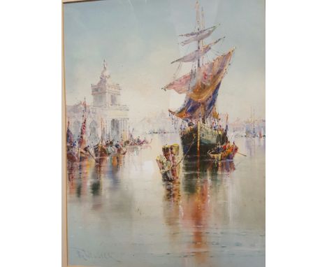 R Wellesley Webster (act.1887-1903)
Watercolour 
Study of a Venetian waterway, signed, 37cm x 27cm 
ORIGINAL RECEIPT IN OFFIC