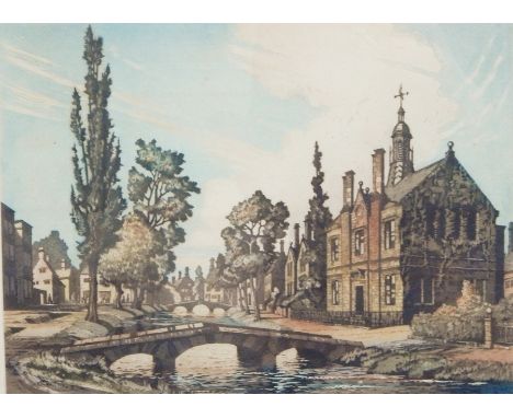 After James Priddy 
Artist's proof colour print 
"Bourton on the Water", signed in pencil, bearing Warwick Gallery impressed 
