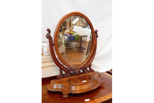 A Victorian Mahogany Oval Swing Frame Dressing Table Mirror On A Victorian Mahogany Oval Swing Frame
