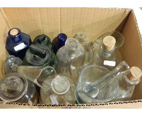 Selection of vintage bottles, medicine and others, leather Common Hymn and Prayer book in fitted leather case, various volume