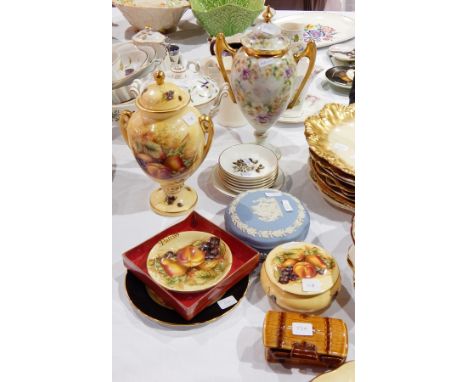 An Aynsley Orchard Cole plate with scalloped edge, a pair of Royal Worcester paisley pattern small plates and other items 