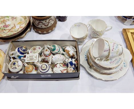 A Royal Doulton 'Lily of the Valley' part tea service and small box of miniature porcelain items 
