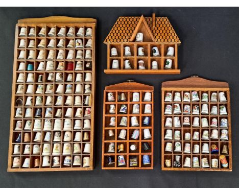 COLLECTION OF VARIOUS THIMBLES ,including various ceramic examples, factories including Belleek and Chelsea, glass thimbles w