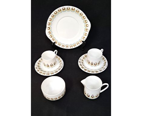 ROYAL GRAFTON 'PALMA' PATTERN COFFEE SETcomprising eleven cups, fourteen saucers, twelve side plates, three sandwich plates, 