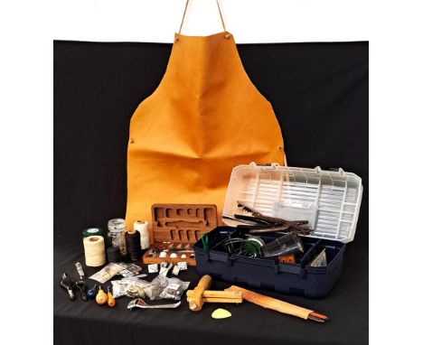 VERY LARGE SELECTION OF LEATHER WORKING TOOLS AND ACCESSORIESincluding punches, dyes, waxed thread, buckles, metal studs and 