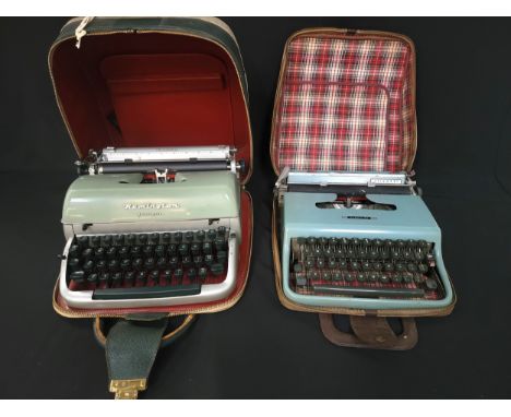 TWO CASED VINTAGE TYPEWRITERScomprising a Remington Quiet-Riter and an Olivetti Lettera 22 (2) 