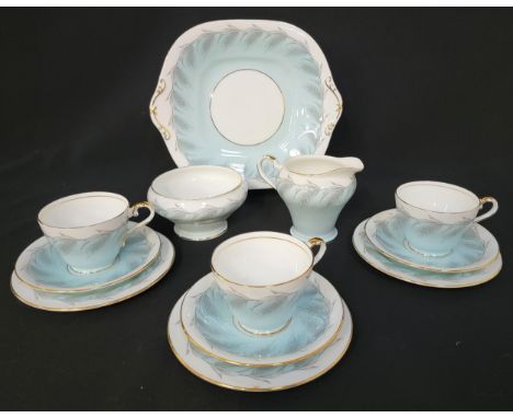 AYNSLEY 'BLUE WHEAT' TEA SETcomprising twelve cups, saucers, and side plates, a sandwich plate, milk jug and sugar bowl (39) 