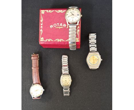 FOUR VINTAGE GENTLEMEN'S WRISTWATCHEScomprising a Rotary Electronic GT in box, Corona, Avia and Ricoh 21 Jewels automatic (4)