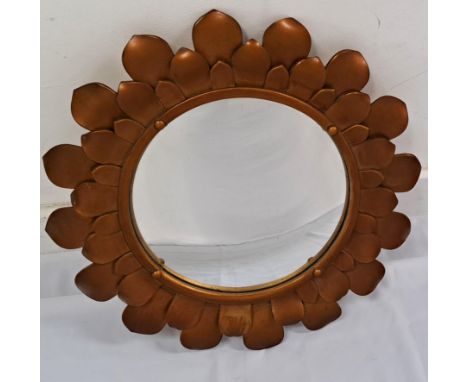 VINTAGE SUNBURST CONVEX MIRRORwith petal effect frame, 38 x 38cm 