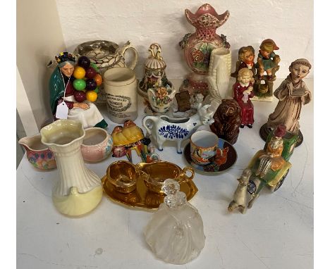 SELECTION OF DECORATIVE CERAMICSincluding Royal Doulton 'Balloon seller' (damage) Hummel figurines, Paragon 'Carole' Belleek 