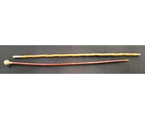 TWO MILITARY SWAGGER STICKS comprising Gordon Highlanders Regiment bamboo swagger stick, and an Argyll & Sutherland Highland 