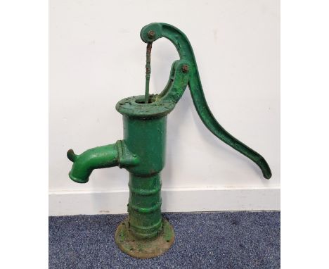 VINTAGE CAST IRON WATER PUMPpainted green, 70cm high 