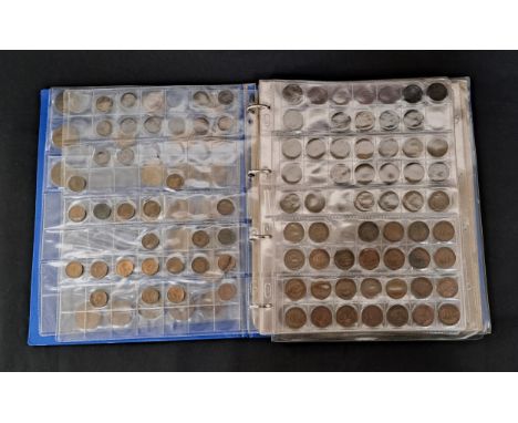 COLLECTION OF COINS IN FOLDERmainly UK, but also some Irish, Hongkong, collection includes Victorian pennies, Threepence, Geo