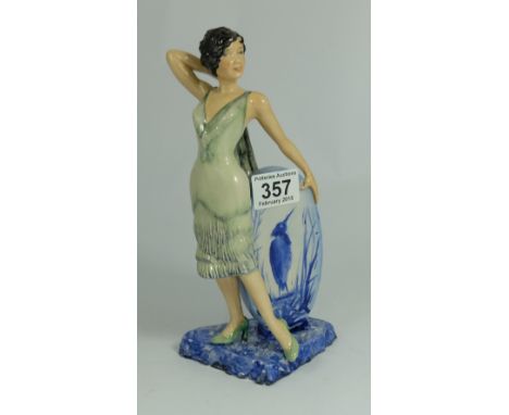 Kevin Francis Carltonware Artists Proof figure of Clarice Cliff signed John Micheal, hand painted stork & blue colour way 