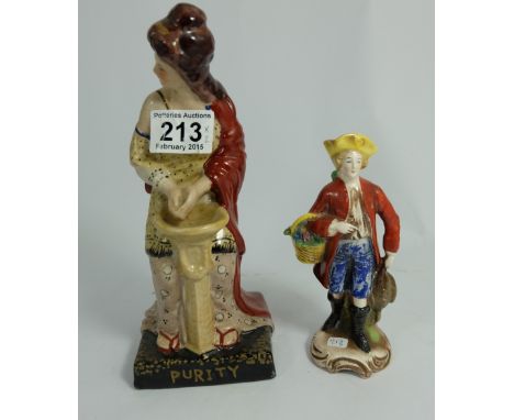 A Reproduction Staffordshire Figure Purity and a Small Unmarked Goebel Figure (2) 