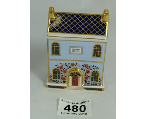 Royal Crown Derby paperweight of Derby House with ceramic stopper, limited edition for Compton & Woodhouse , boxed  