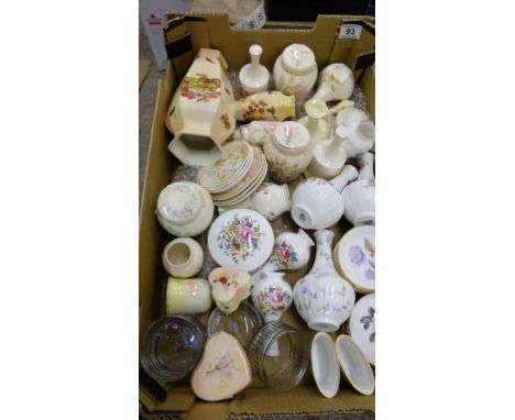 Royal Worcester Palissy vases, lidded vases, trinket boxes, Royal Worcester bud vases, pin trays, etc 