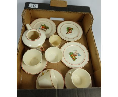 A  Wade Heath Disney snow white and the seven dwarfs Childs part novelty tea set to include plates cups ,saucers, teapot ( no