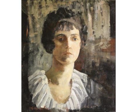 Moyra Barry 1885-1960  Self Portrait  Oil on canvas, 15 /12 " x 14" (39.5 x 35.5cm).