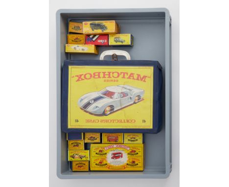 Matchbox, a collectors case with various models together with other Matchbox series models including Moko Lesley, Dinky Toy m