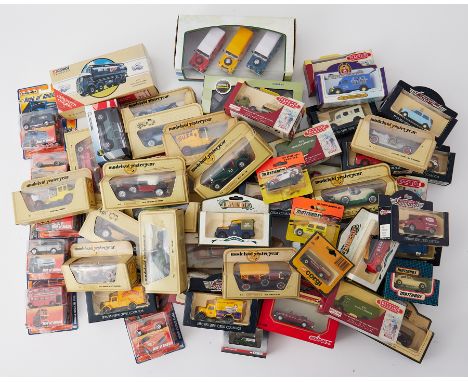 A large collection of assorted diecast models including Models of Yesteryear, Dinky, Matchbox, Trackside etc, approx 57, boxe