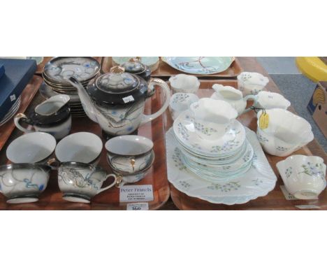 One tray of Shelley 'Blue Rock' design teaware to include: teacups and saucers, plates, sugar bowl and milk jug. Together wit