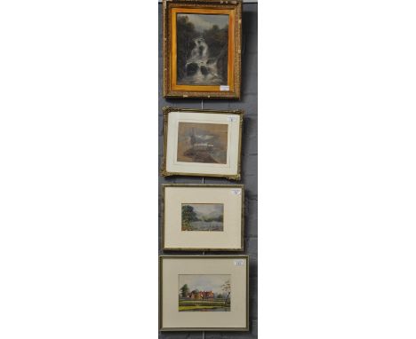 Collection of three watercolours in different hands, to include: Mary F Williams 'farm near cannal bridge Myton', 'Attributed