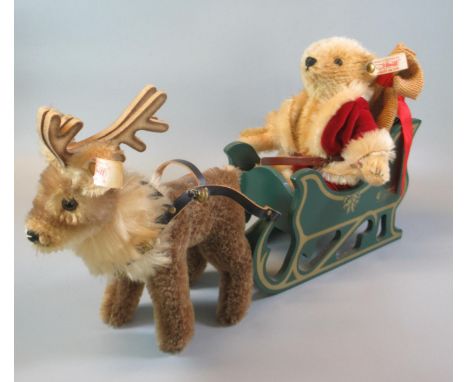 Modern Steiff teddy bear 'Father Christmas' with reindeer, with original box and COA. (B.P. 21% + VAT)