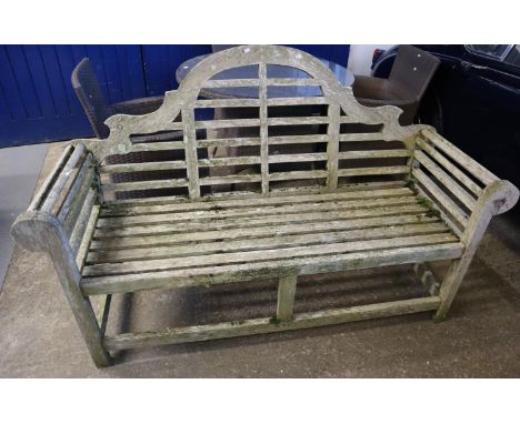 Modern weathered teak 'Lutyens' style bench.    (B.P. 21% + VAT) 