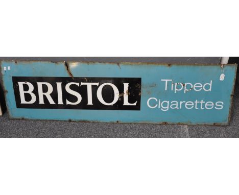 Vintage enamel sign, 'Bristol Tipped Cigarettes'.  153x44cm approx.  (B.P. 21% + VAT) 