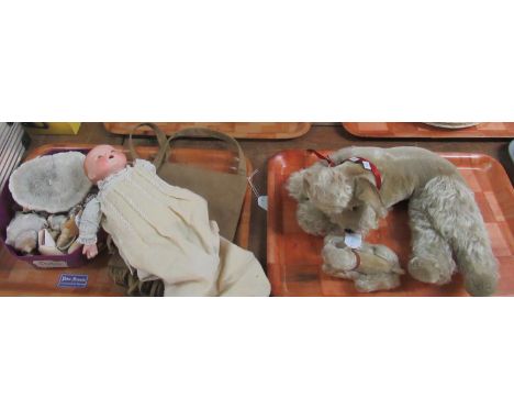 Collection of items, to include: two Steiff poodles one with adjustable limbs silver stud mark to ears, Arman Marseille bisqu