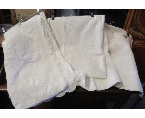 Four good quality vintage linen embroidered and crocheted tablecloths. (4)(B.P. 21% + VAT) 