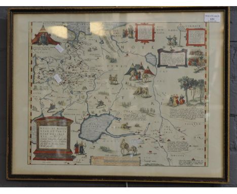 Coloured print map of Russia and Ukraine, framed and glazed.  36x45cm approx.  (B.P. 21% + VAT) 