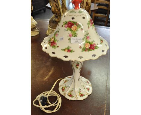 Royal Albert 'Old Country Roses' table lamp. (B.P. 21% + VAT)The height is 44cm approx.  No obvious damage, passed PAT test.