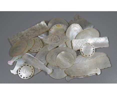 Collection of mother of pearl gaming counters.(B.P. 21% + VAT) 