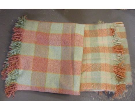 Two vintage woollen check blankets or carthen.(B.P. 21% + VAT) 