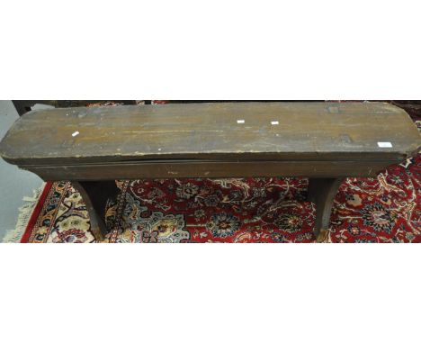 Rustic stained pine bench with shaped sides.  (B.P. 21% + VAT) 