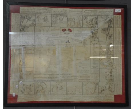 Fulton's Military handkerchief, patent No. 10774.  65x78cm approx.  Framed and glazed.  Together with a regimental coloured p