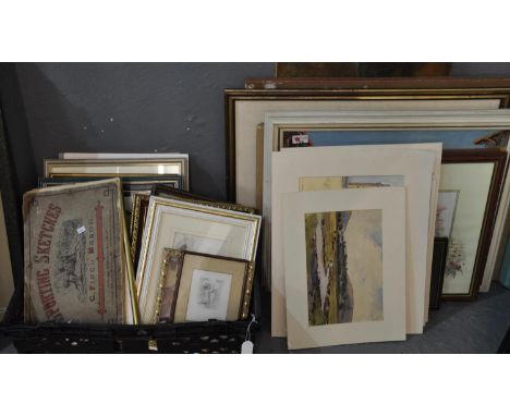 Large collection of assorted furnishing pictures and prints, topographical, portrait of a cockle lady, etchings, continental 