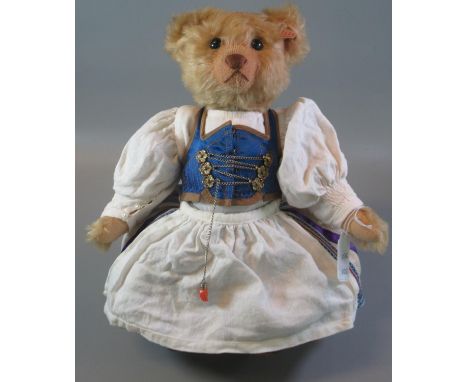 Modern Steiff teddy bear, 'Milkmaid', beige, 31cm with original box and COA. (B.P. 21% + VAT)&nbsp; &nbsp; &nbsp;No obvious d